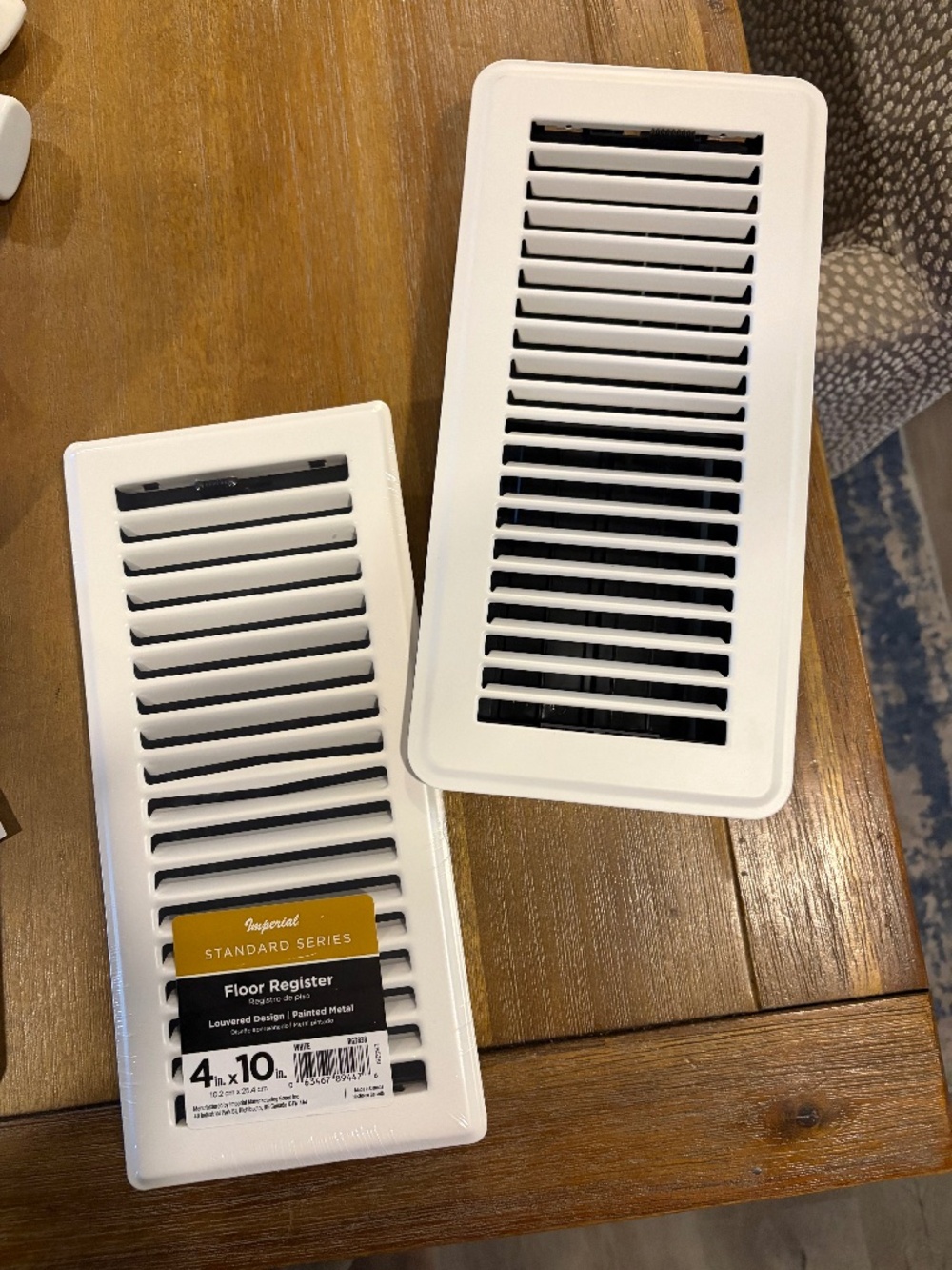 Imperial Standard Series 4" x 10" White Metal Floor Registers — 2 total..... New